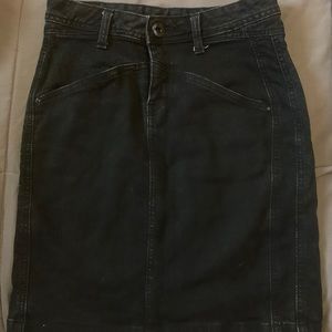 Vintage black denim slit skirt